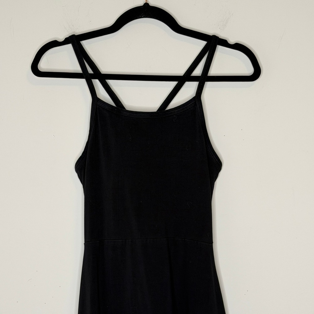 Pact Black Organic Cotton Double Strap Crossback Midi Dress with Pockets Small - Picture 5 of 9
